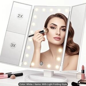 LED Tri-Fold Vanity Mirror with Magnification